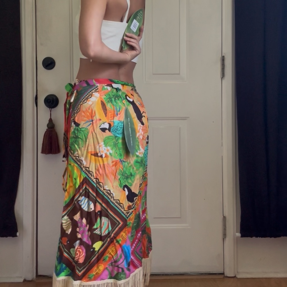 Farm Rio Fringe Wrap Skirt - Picture 6 of 9